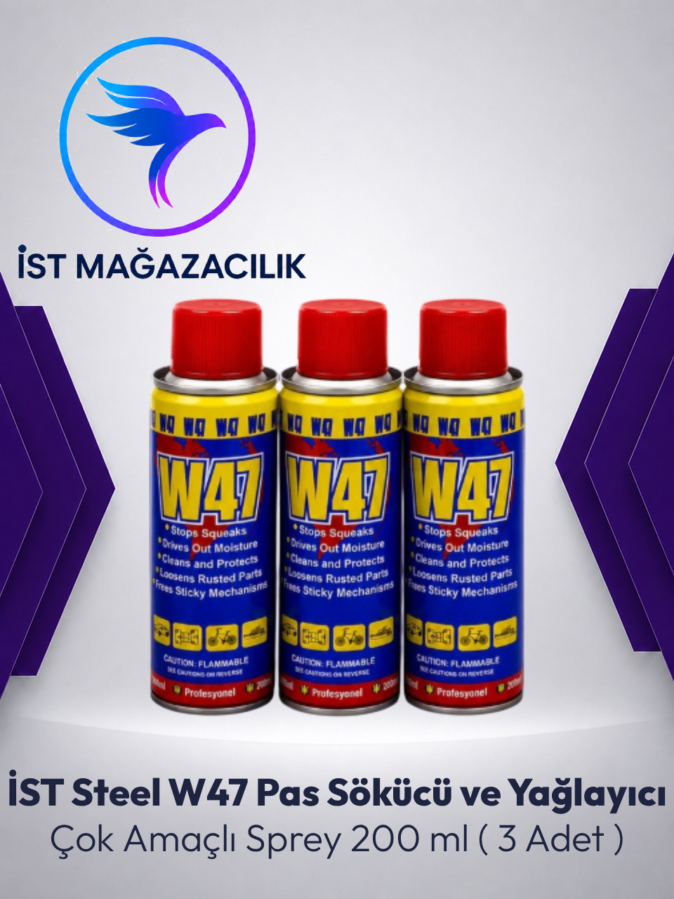 Steel W47 Pas Sökücü ve Yağlayıcı 200 ml (3 Adet)