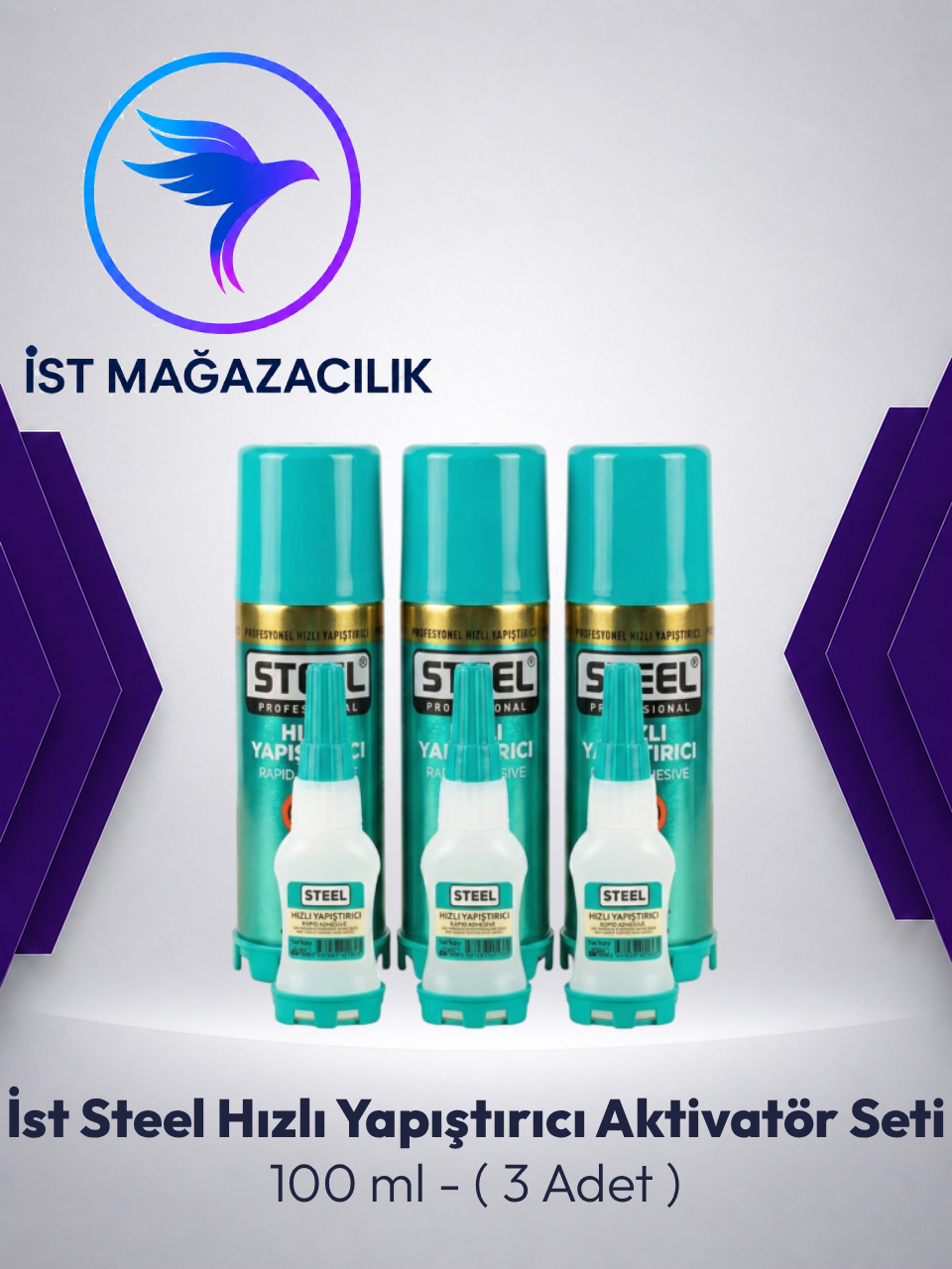 Steel Hızlı Yapıştırıcı Aktivatör Seti 100 ml - 3 Adet