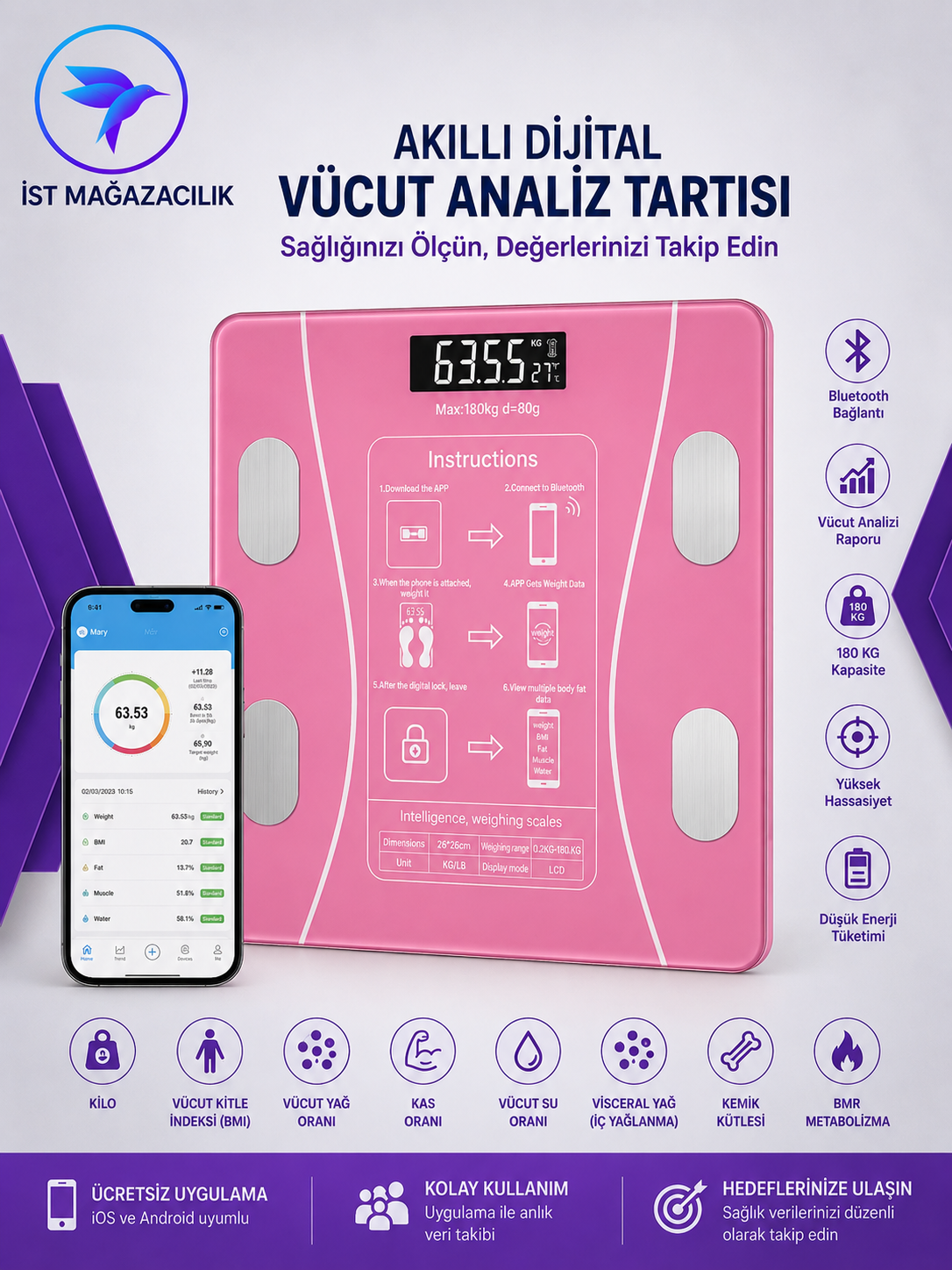 Akıllı Dijital Vücut Analiz Tartısı