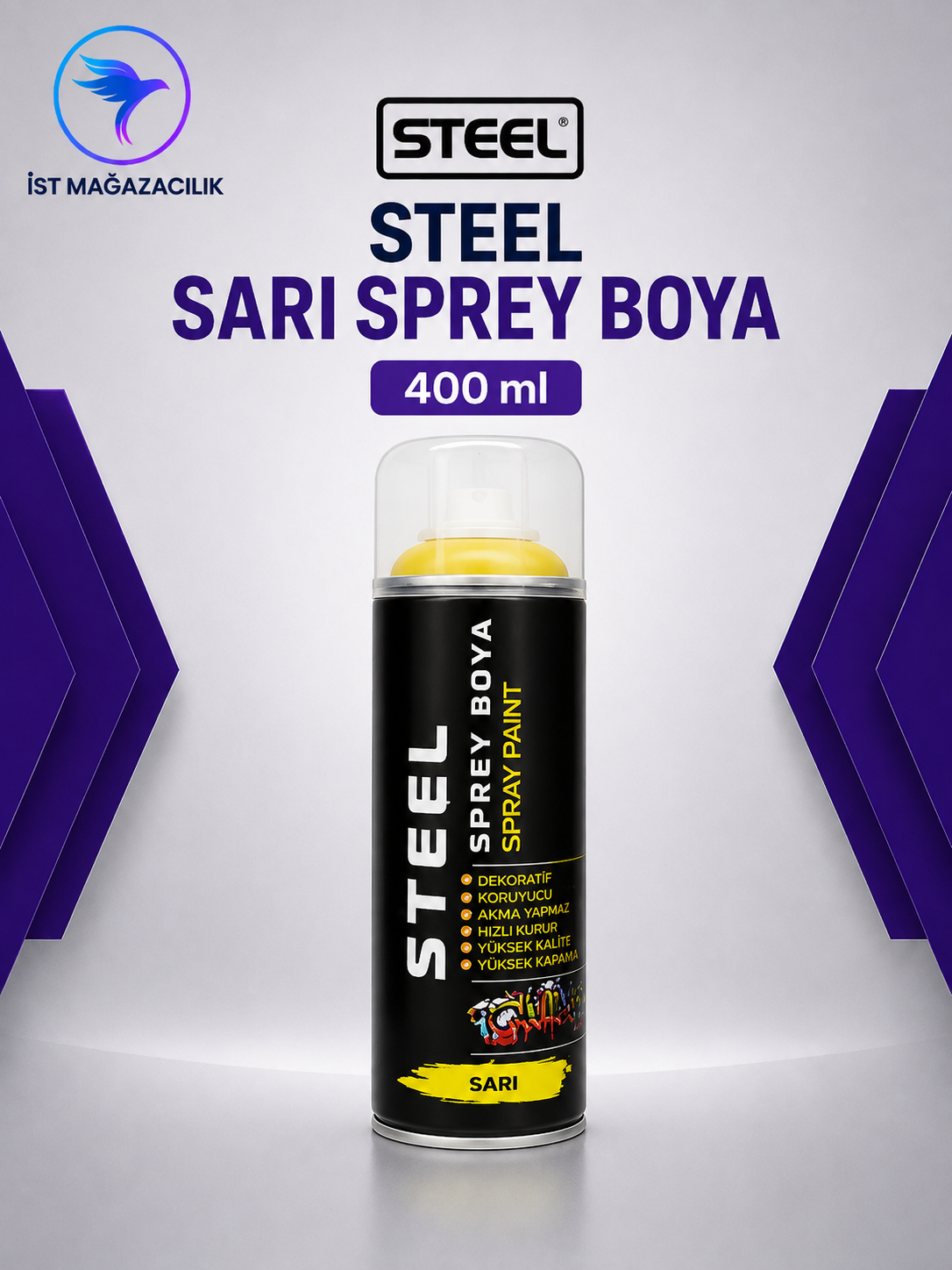 Steel Sarı Sprey Boya 400 ml