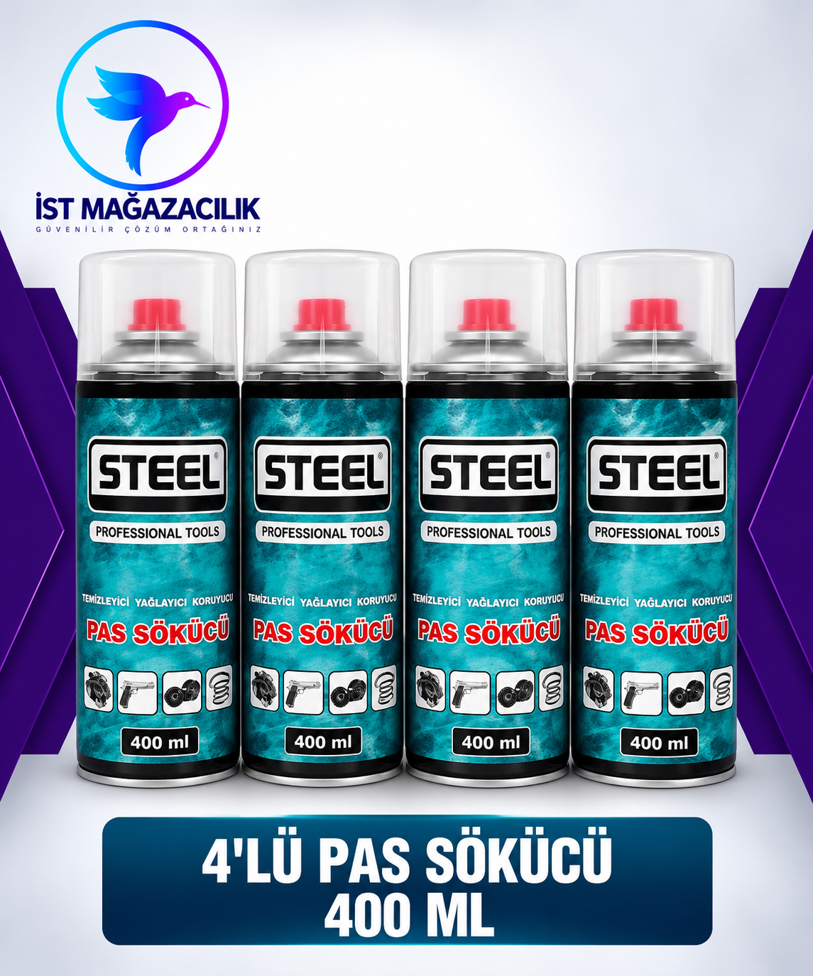 Steel 4'lü Pas Sökücü 400 ml